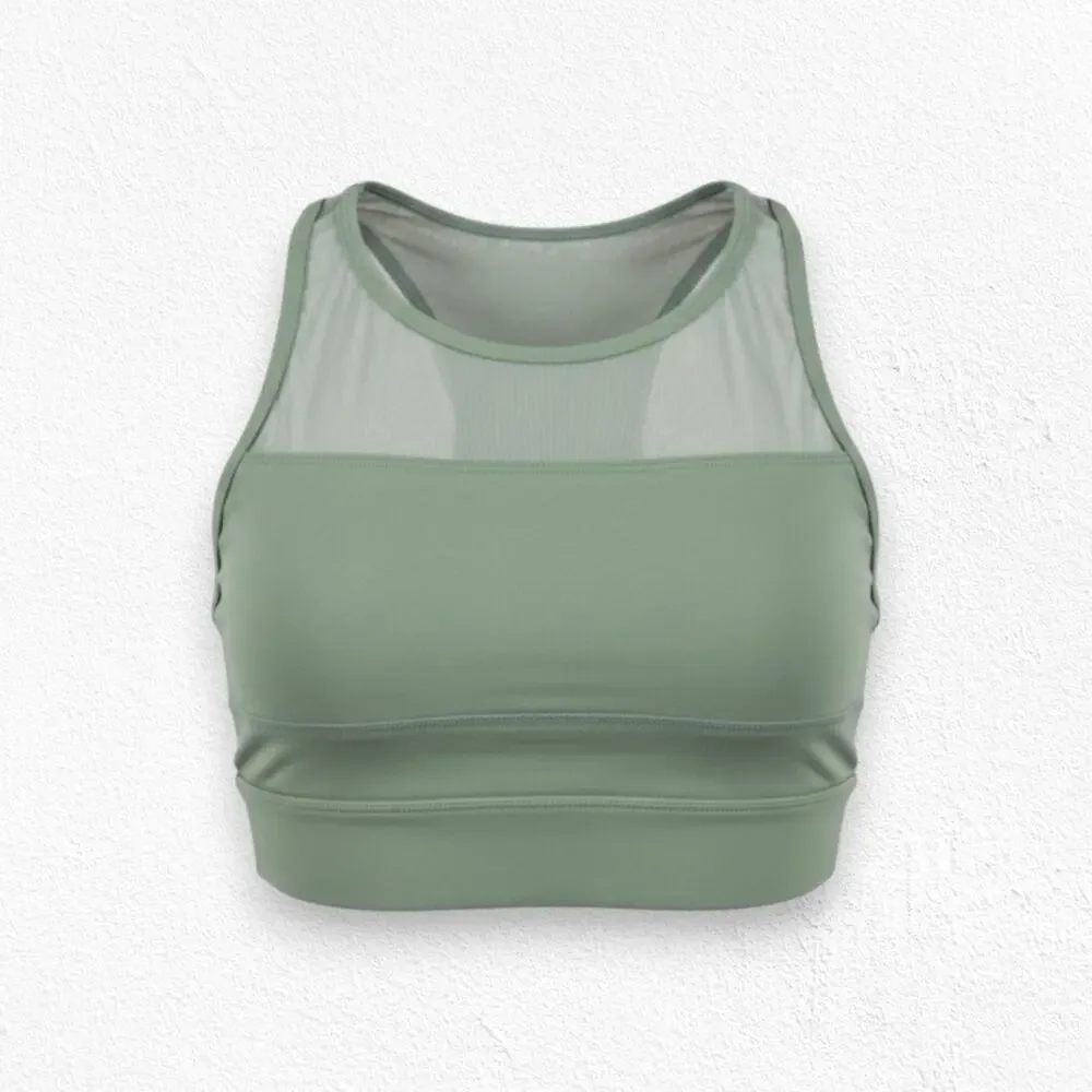 Zyia Active All-Star Sports Bra Sage Green Mesh Back Racerback Size Medium